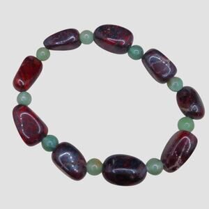 Pietersite Nugget Beaded Bracelet Irregular Sizes Burgundy Green Aventurine NEW